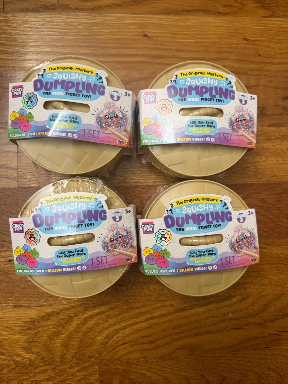 Set of 4 - RMS Crazy Fun Party Confetti Dumpling Mystery Squishy